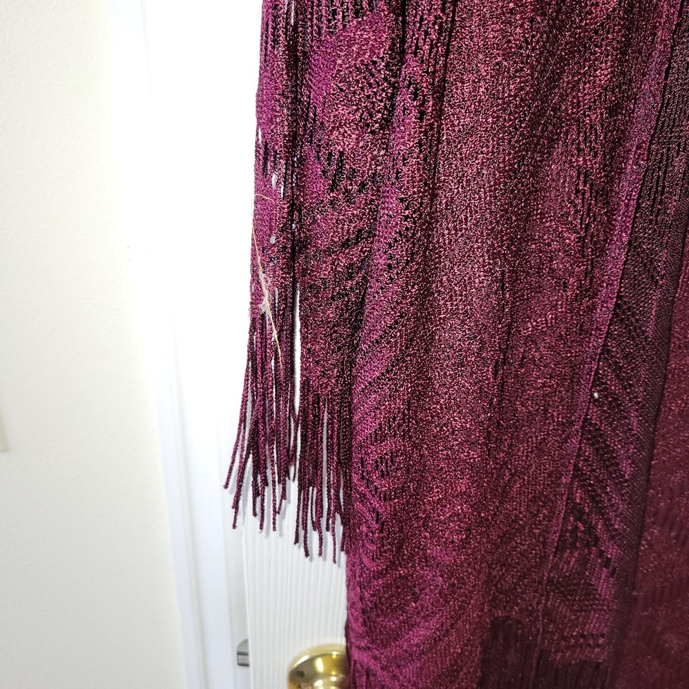 Womens 2pc Dress Set Burgundy Sheath Lace Fringe Size 20W Formal Goth Vamp - Picture 11 of 16